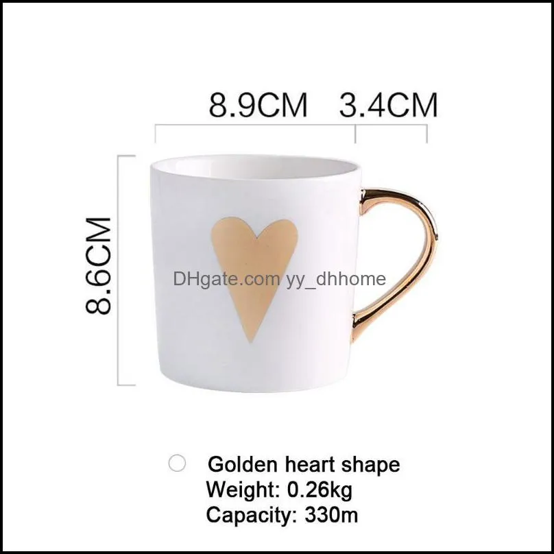 mugs creative ceramic milk mug love star stripe pattern gold plating handle cup office household coffee tea home decoration