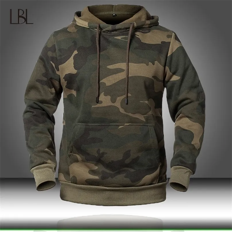 Camouflage Hoodies Men Fashion Sweatshirt Man Camo Hoody Hip Höst Vinter Militär Hoodie Herrkläder US / EUR Storlek 220402