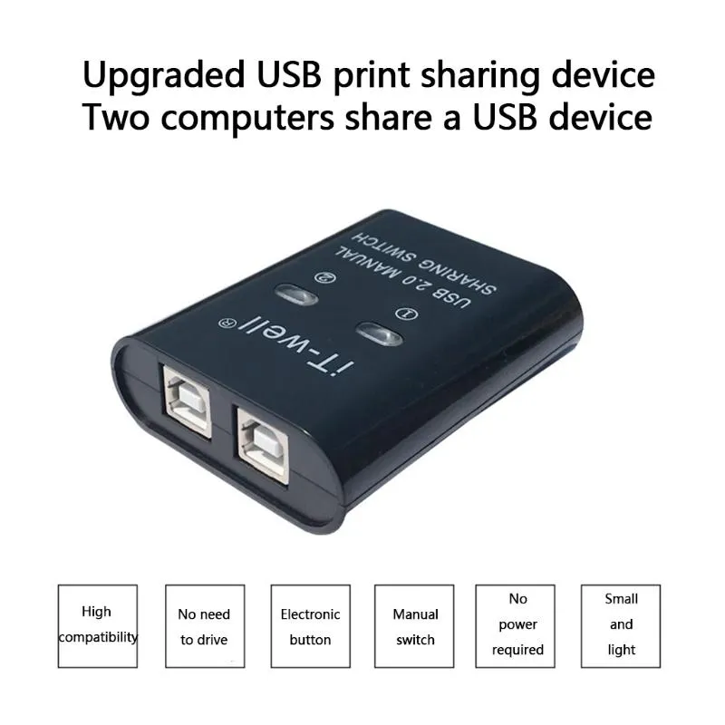 Hubs USB 2.0 Manueller Freigabeschalter Druckergerät Hub 2 In 1 Out DatenübertragungskonverterUSB