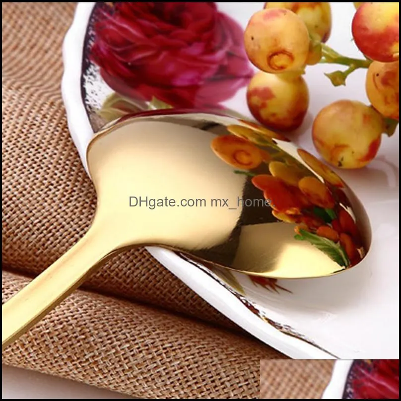 Golden Tea Spoon Stainless Steel Mini Gold Coffee Spoon For Milk Tea Small Dinnerware Tableware Kitchen Dining Tools LX0090