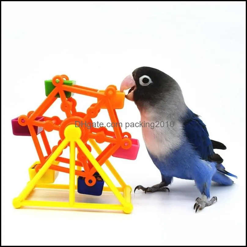 creative bird foraging toys parrot feeder rotate ferrule training intelligence growth cage colorful pecking windmill toy