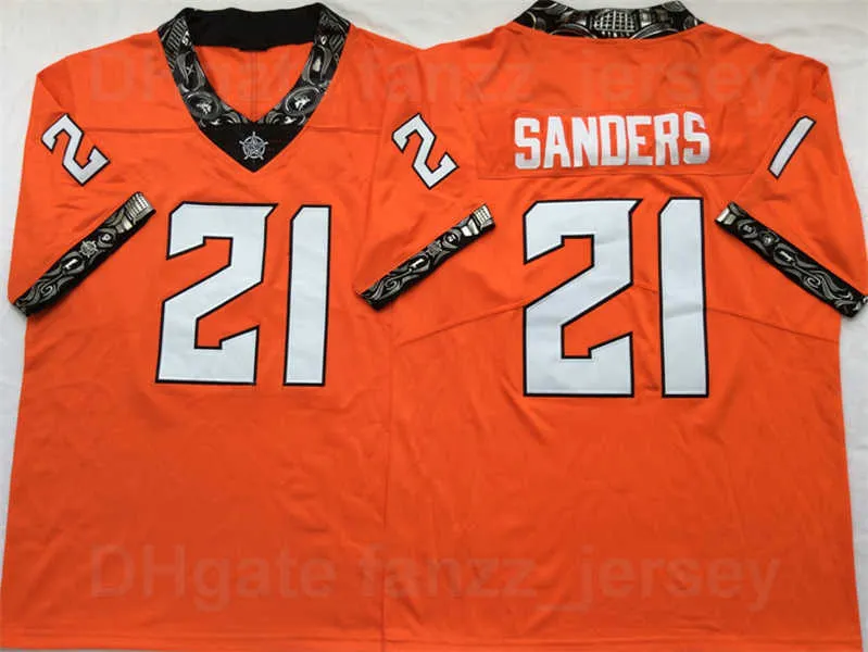 NCAA College Football Oklahoma State 21 Barry Sanders Jerseys 1986 1988 Season Orange Black