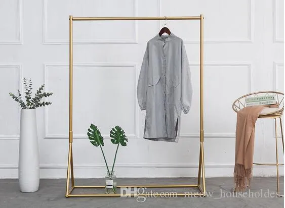 Golden clothing rack Iron floor hanger Bedroom Furniture children`s cloth shop display racks women`s bag show shelf