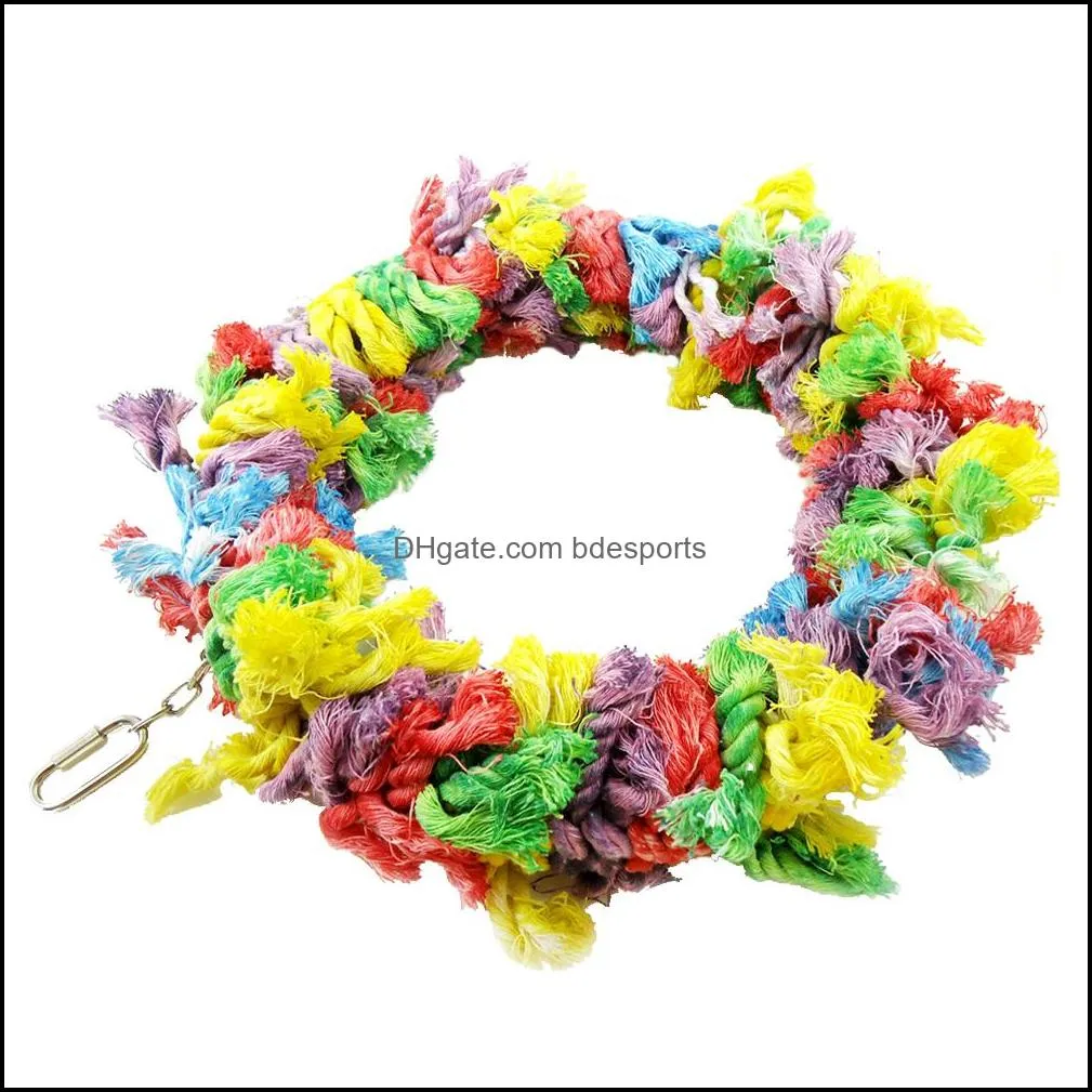 Parrot Chew Toys, Cockatoo Climbing Toy Round Ring Bird Toys Cotton Rope Parakeet Finch Cage Toy