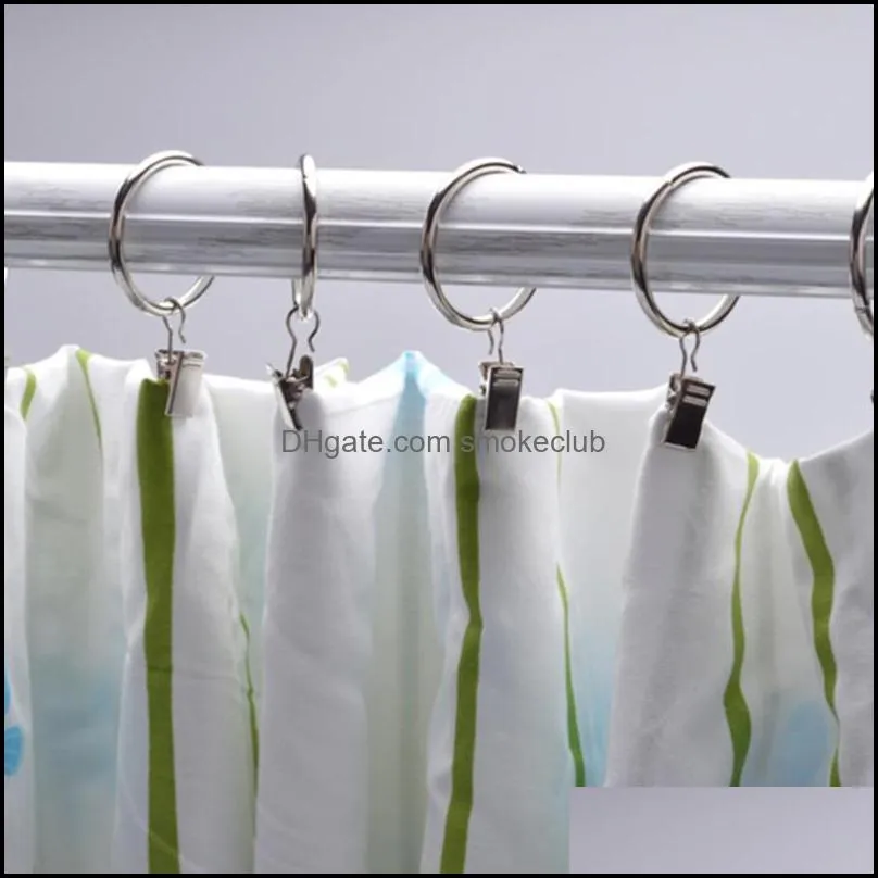 Other Home Decor 24pcs Rustproof Drapery Iron Rings With Hooks Curtain Metal Loops Clips (Silver)