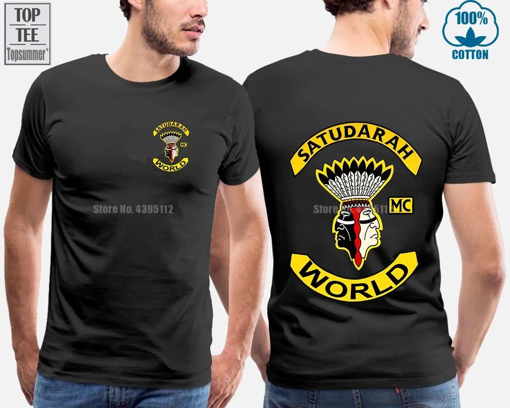 남자 티셔츠 Satudarah Mc World 오토바이 티셔츠 유니섹스
