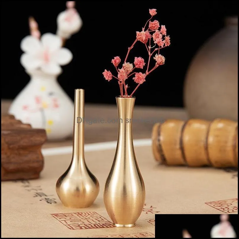 Vazen Home Decor Garden Mini Pure Copper Vase Gold Living Room Decoratie Antiek Tall Unieke Bloem Nordic Drop Delivery 2021 NTUSW