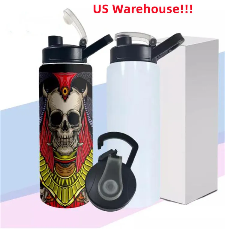 US Warehouse 26oz Sublimation Water Bottle with Sippy Lock Lids Local Warehouse