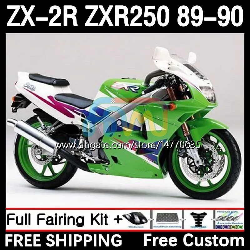 Kit corpo completo per KAWASAKI NINJA ZX 2R 2 R R250 ZXR 250 ZX2R ZXR250 1989 1990 Carrozzeria 8DH.50 ZX-2R ZXR-250 89-98 ZX-R250 ZX2 R 89 90 Carenatura moto verde