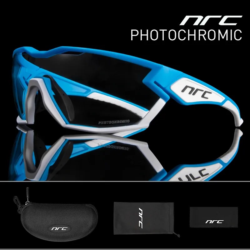 Moda Eyewear bicicleta ciclismo óculos de sol montanha ao ar livre esportes fotochrômico óculos estrada bicicleta óculos homens gogles com marca NRC