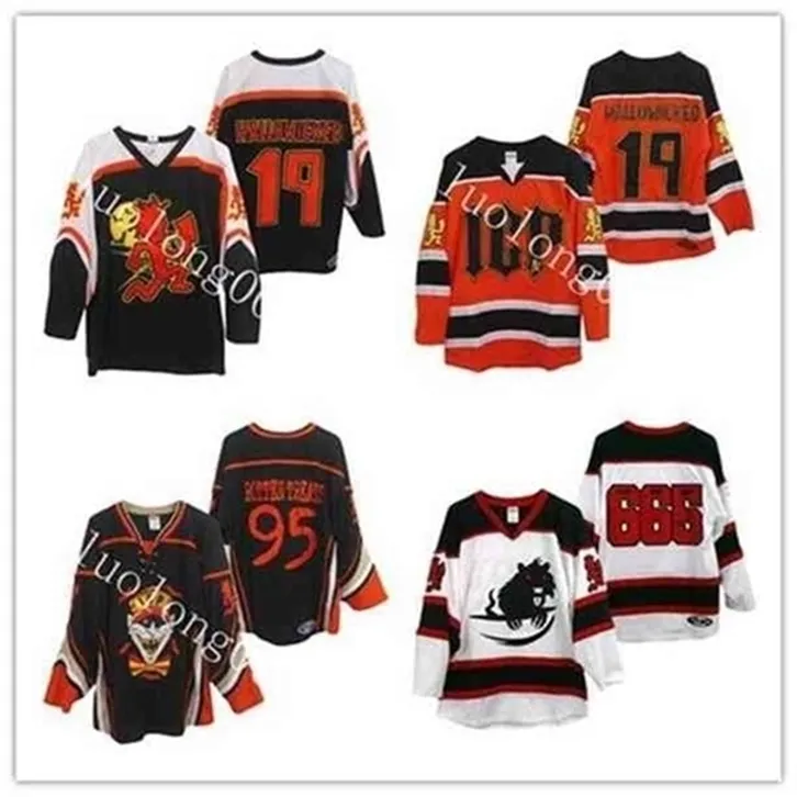 Chen37 C26 NIK1 Personalize Insane Clown Posse Rotton Treats 95 Black Hallowicked 19 Orange Hockey Jersey Borderyer Stitched qualquer número e Nome Jerseys