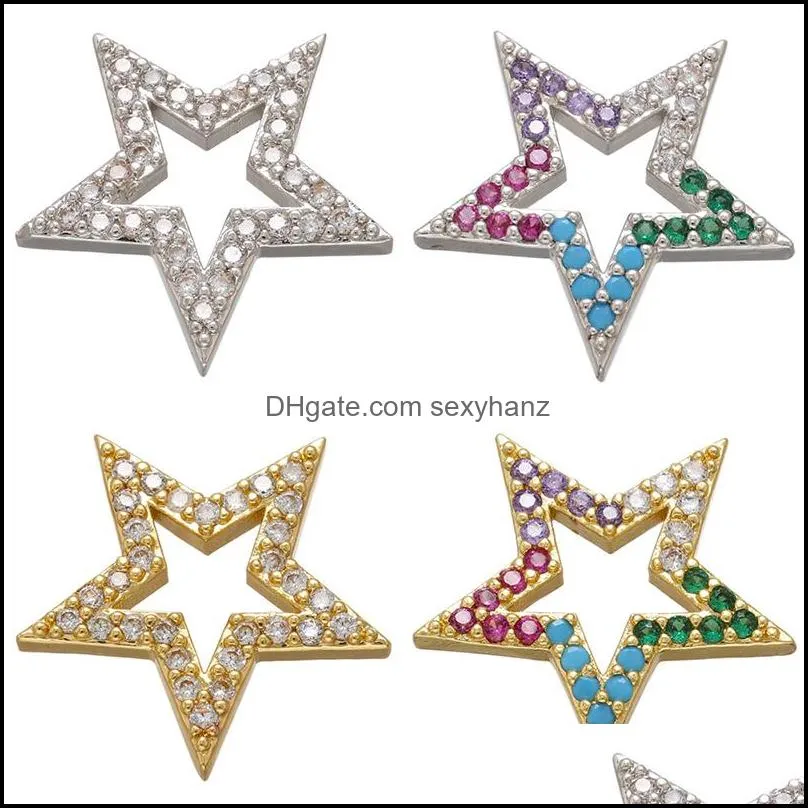 ZHUKOU multicolor heart star CZ crystal earrings charms cute charms for jewelry making DIY handmade pendant Supplies wholesale1848 Q2