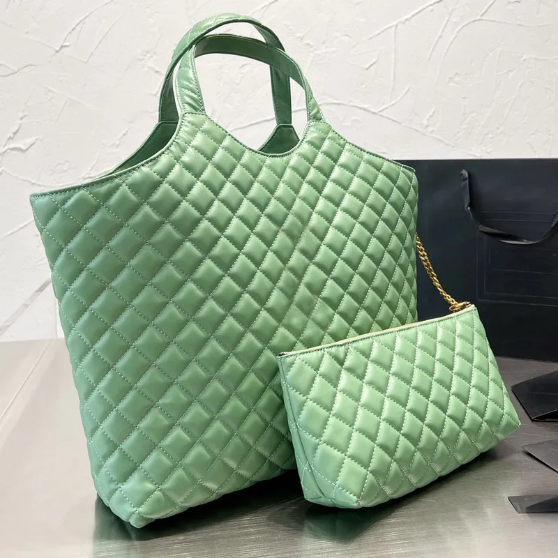 Grote Tote Tassen Unisex Handtas Diamant Lattice Composiet Tas Gewatteerde Schouder Winkel Tas Echt Lederen Portemonnee Mode Brief Hardware Strand Bakken Hoge Kwaliteit