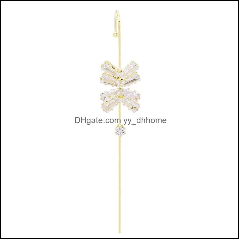 gold ear cuff crawler hook earrings wedding zircon earring for women valentine day gift fashion jewelry free dhl q602fz