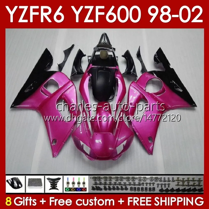 Kit Bodys para Yamaha YZF R6 R 6 YZF600 600CC 98-02 Bodywork 145No.37 Yzf 600 cc yzf-600 yzfr6 98 99 00 01 02 quadro yzf-r6 1998 1999 2000 2001 2002 2002 Full Fairing Gllk rosa rosa
