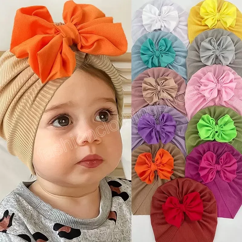 Yeni doğan bebek düğümü türban şapkası düğümlü yay kafa sargısı yumuşak pamuk baş bandı kapakları çocuklar bebek bebek saç band headdress 11 renk