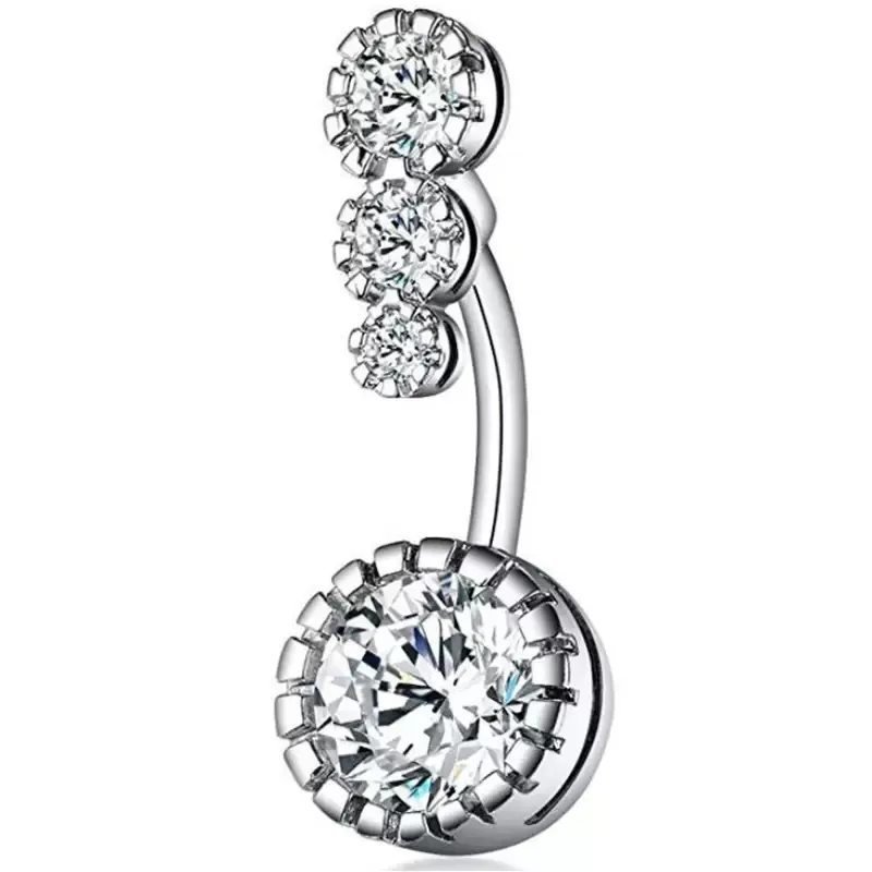 Rostfritt stål Diamant Belly Knapp Ringar Allergi Zircon Navel Ring Sexiga Kvinnor Kropps Smycken
