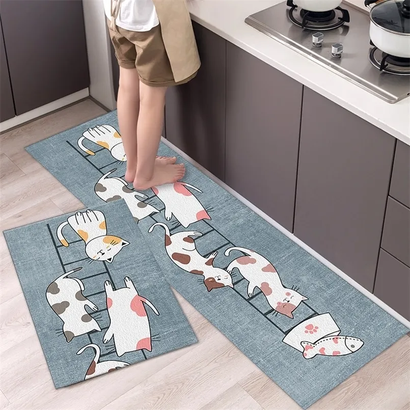 Modern Kitchen Mat Home Entrance Doormat Hallvägs sovrum vardagsrum dekoration golvmatta balkong badrum antislip lång matta 220811