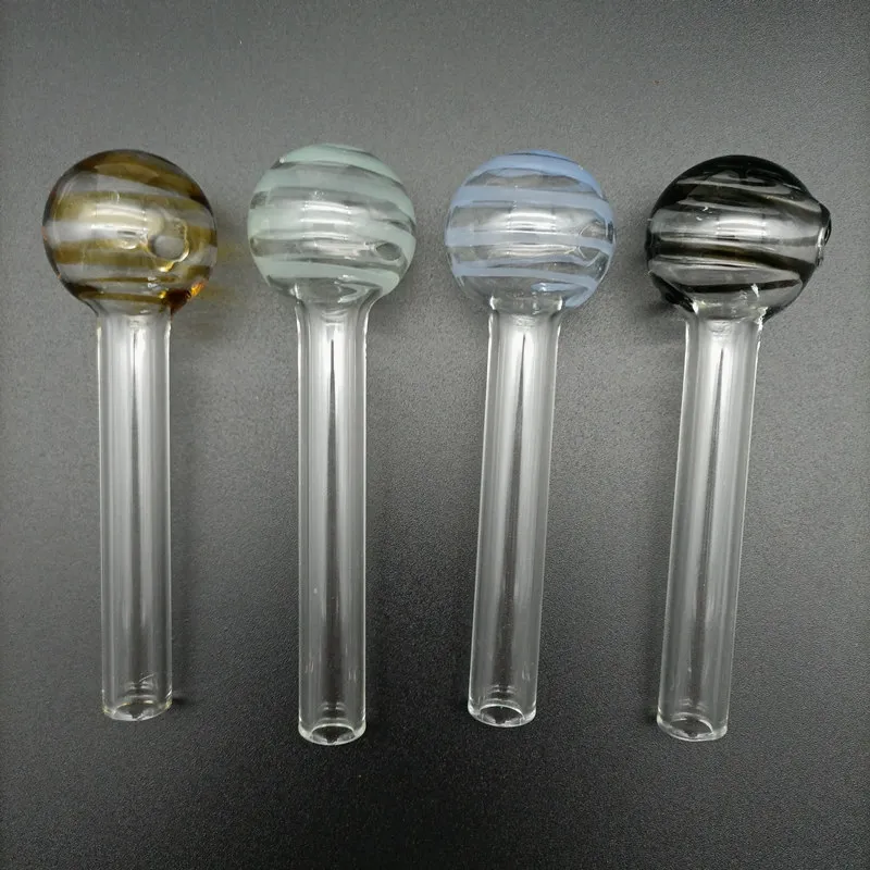 Tuyau de brûleur d'huile en verre transparent épais pyrex tube à eau poignée d'eau fumant tube à ongles conception de lolipop tabac.