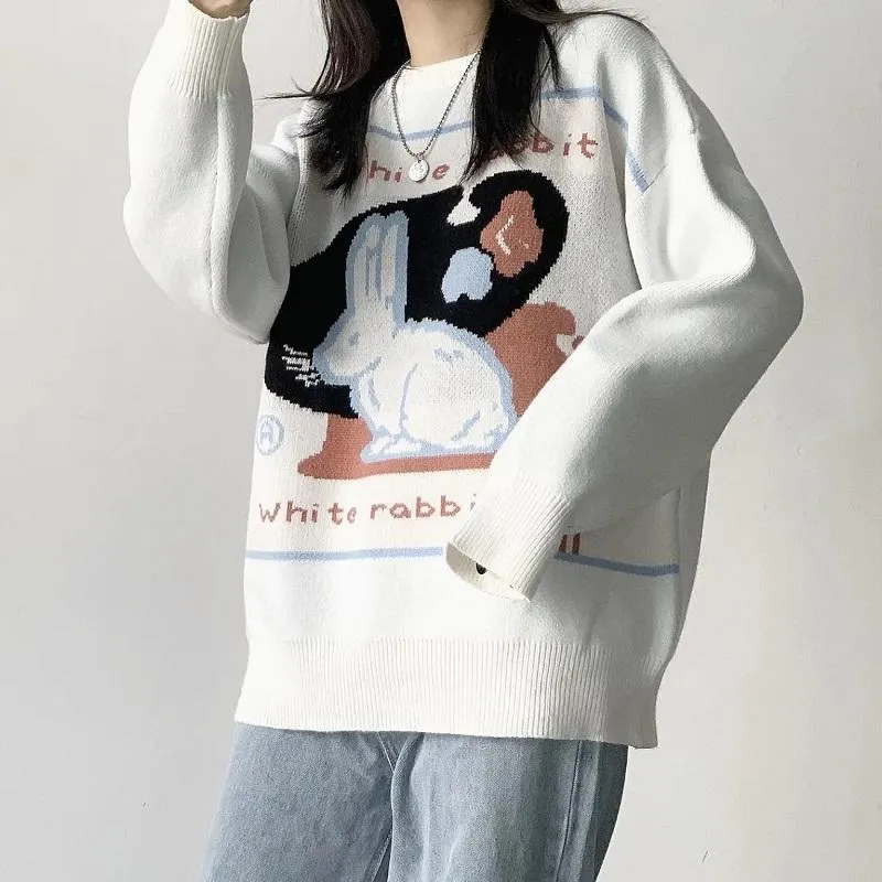 Sweats à capuche pour femmes Sweat-shirts Style coréen Street Pull à col rond Sweet And Cute Kawaii Pull en tricot Manches longues Warm High Clothing Siz