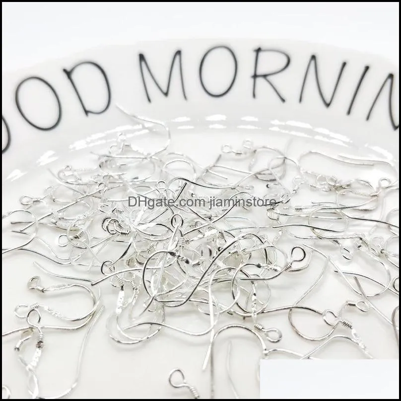 500PCS hot 925 Sterling Silver Earring Findings Connectors Fishwire Hooks Jewelry DIY 15mm fish Hook Fok Coil Ear Wire 67 J2