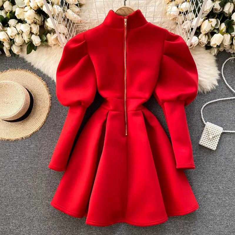 Puff Long Sleeve Dress, Womens Winter Party Dress | DHgate