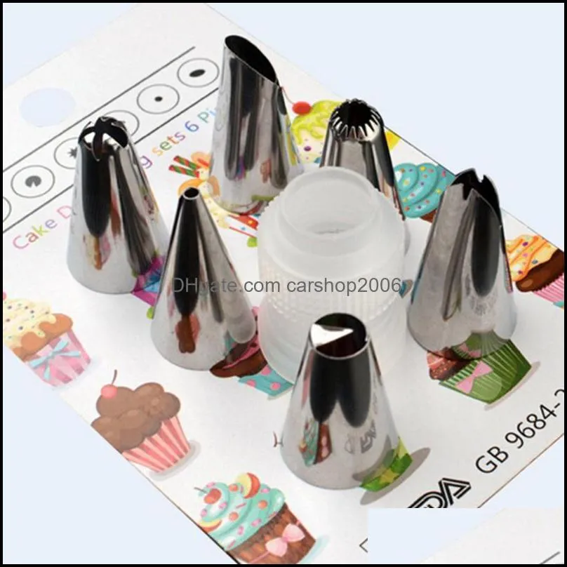 6pcs/set big size cream cake icing piping russian nozzles pastry tips stainless steel fondant decorating tools baking &