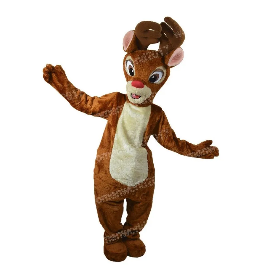 Costume de mascotte de renne brun d'Halloween Costume de personnage de dessin animé de qualité supérieure Costume Unisexe Adultes Tenue Carnaval de Noël Déguisements