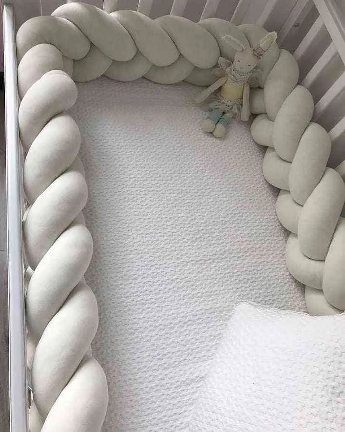 3M Baby Bed Bumper Braid Knot Pillow Cushion Bumper for Infant Crib Protector Cot Bumper Tour De Lit Bebe Tresse Room Decor AA220326