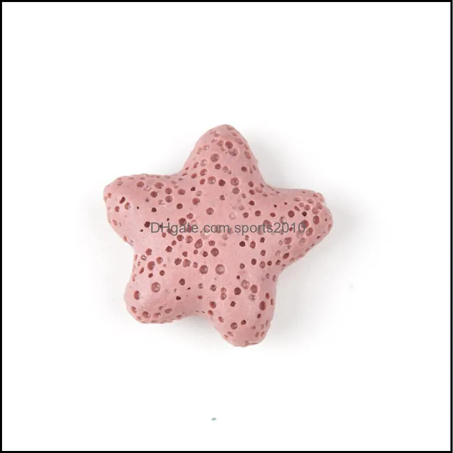 loose colorful flat star lava stone bead diy essential oil diffuser necklace earrings jewelry making sports2010