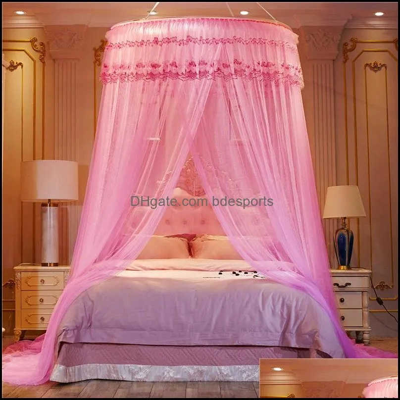 Noble Purple Pink Wedding Round Lace High Density Princess Bed Nets Curtain Dome Queen Canopy Mosquito Nets #sw 364 R2