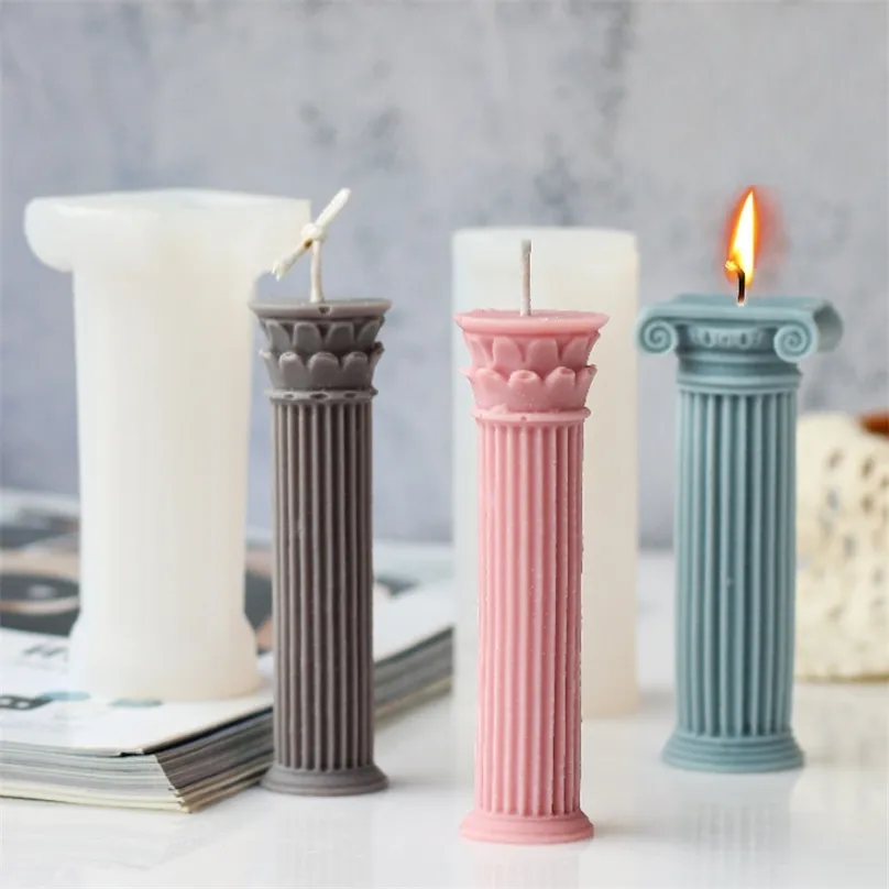 Classic Roman Column Silicone Diy Aromomatic Candle Fazendo Sabão Presentes de Moldes de Moldes Craft Home Decors 220611