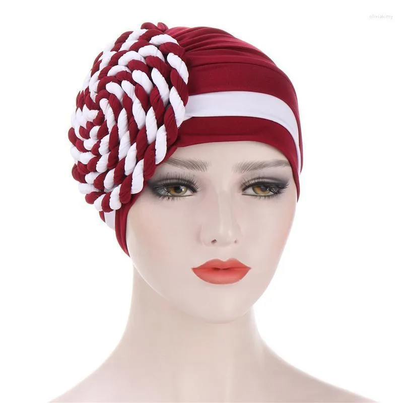 Beanie/Skull Caps Autumn Winter Women's Simple Beanie Style Hair Care Cap Muslim Ladies Hat pannband Sovande kemo hattar oliv22