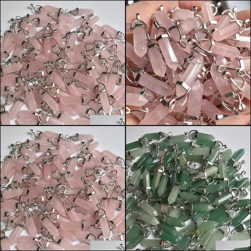 natural stone rose quartz bullet shape charms point chakra pendants for jewelry making mjfashion