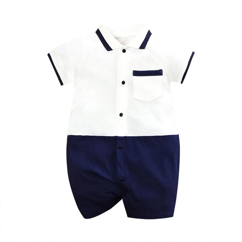 Pasgeboren rompers baby baby's bodysuits baby kleren jongens onesies stuk kleding peuter jumpsuit draag heer gentleman pocket zomer