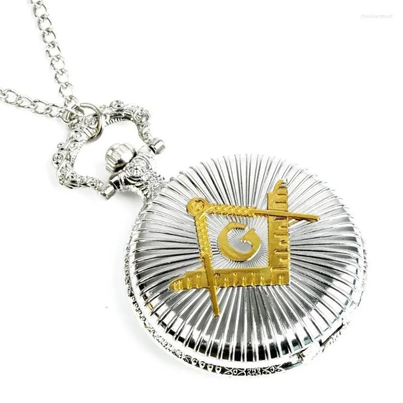 Montres de poche Regardez Silver and Gold Freemasonry Masonry Masonry Thème en alliage Bracelet Collier Thun22