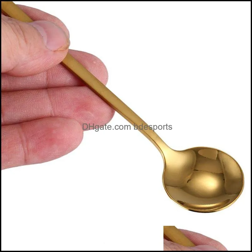 12pcs/Set Round Shape Coffee Spoon Stainless Steel Mini Teaspoons Sugar Dessert Spoons Ice Cream Soup-Spoons Kitchen Accessorie