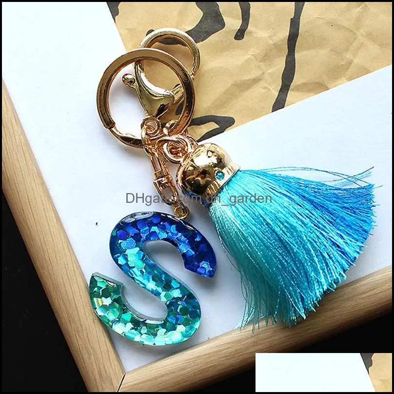 Custom Keyrings Keychain Initial Letter A-Z Number 0-9 Tassel Pendant Bag Charms Accessories Fashion Gift Jewelry Car Key Chains Ring