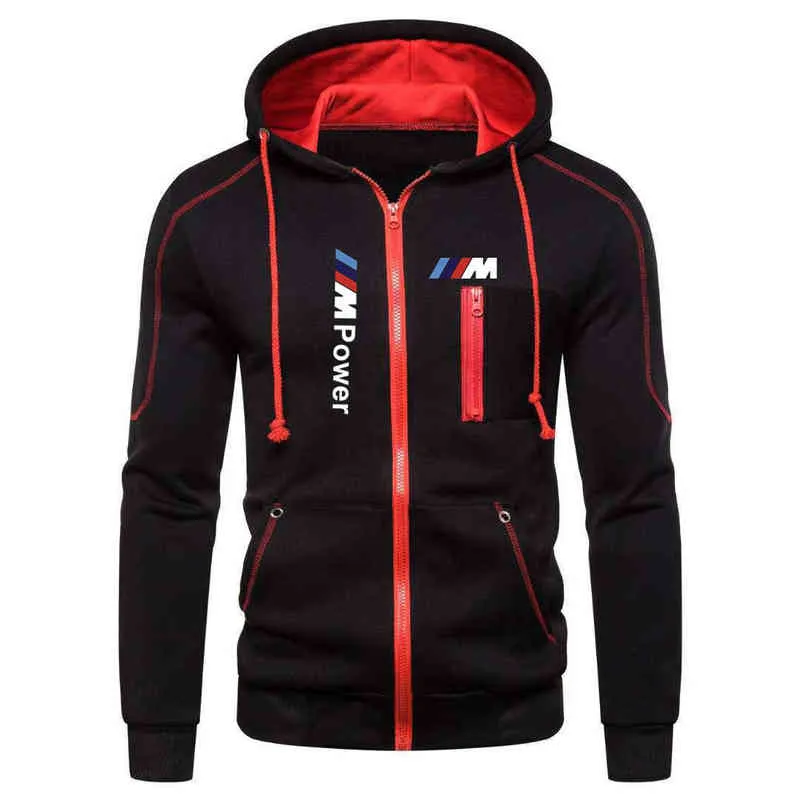 패션 남성 자켓 후드 BMW M 프린트 코트 캐주얼 지퍼 카디건 남성 Tracksuit 겉옷 체육관 Mens Hoodie Clothes Streetwear