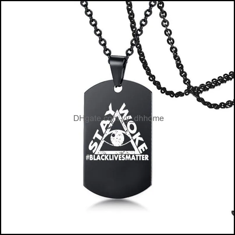 Black Lives Matter Necklace Hip-Hop Stainless Steel Pendant Necklace Protest Black Military Brand Necklaces Boy Jewelry Gifts
