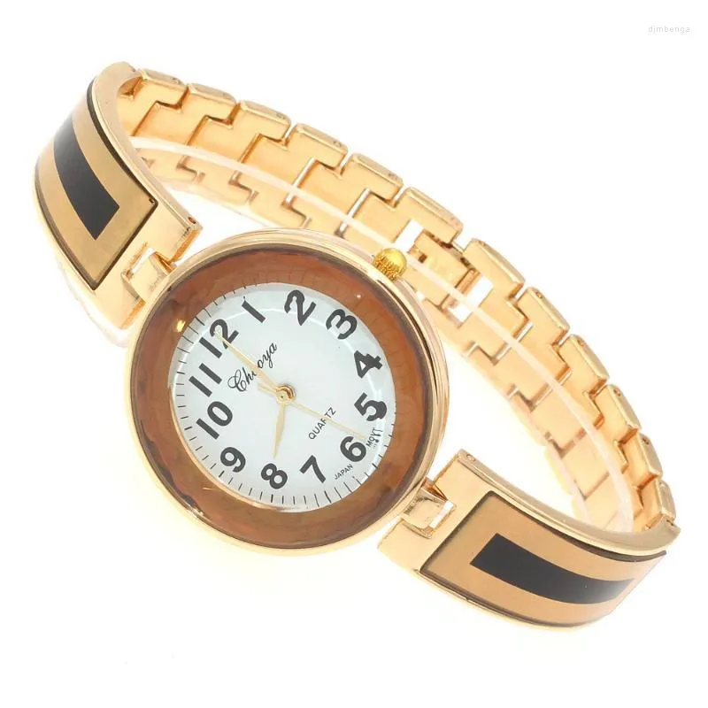 Wristwatches High Quality Women Office Ladies Gold Stainless Steel Luxury Quartz Wristwatch Girls Waterproof Dress Bracelet WatchesWristwatc