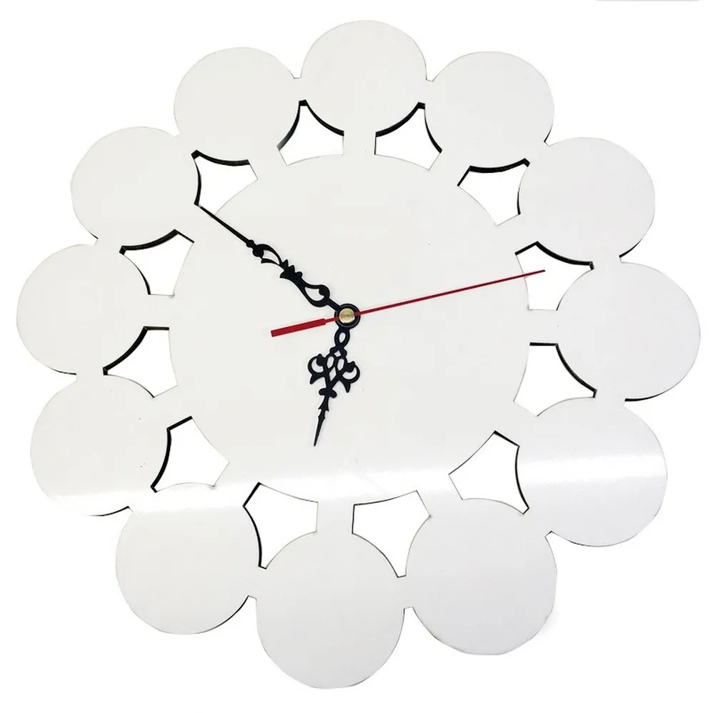 Horloge murale à Sublimation, horloge murale en bois MDF vierge avec 12 cercles, support de cadre Photo de forme ronde pour la décoration de la maison 0509