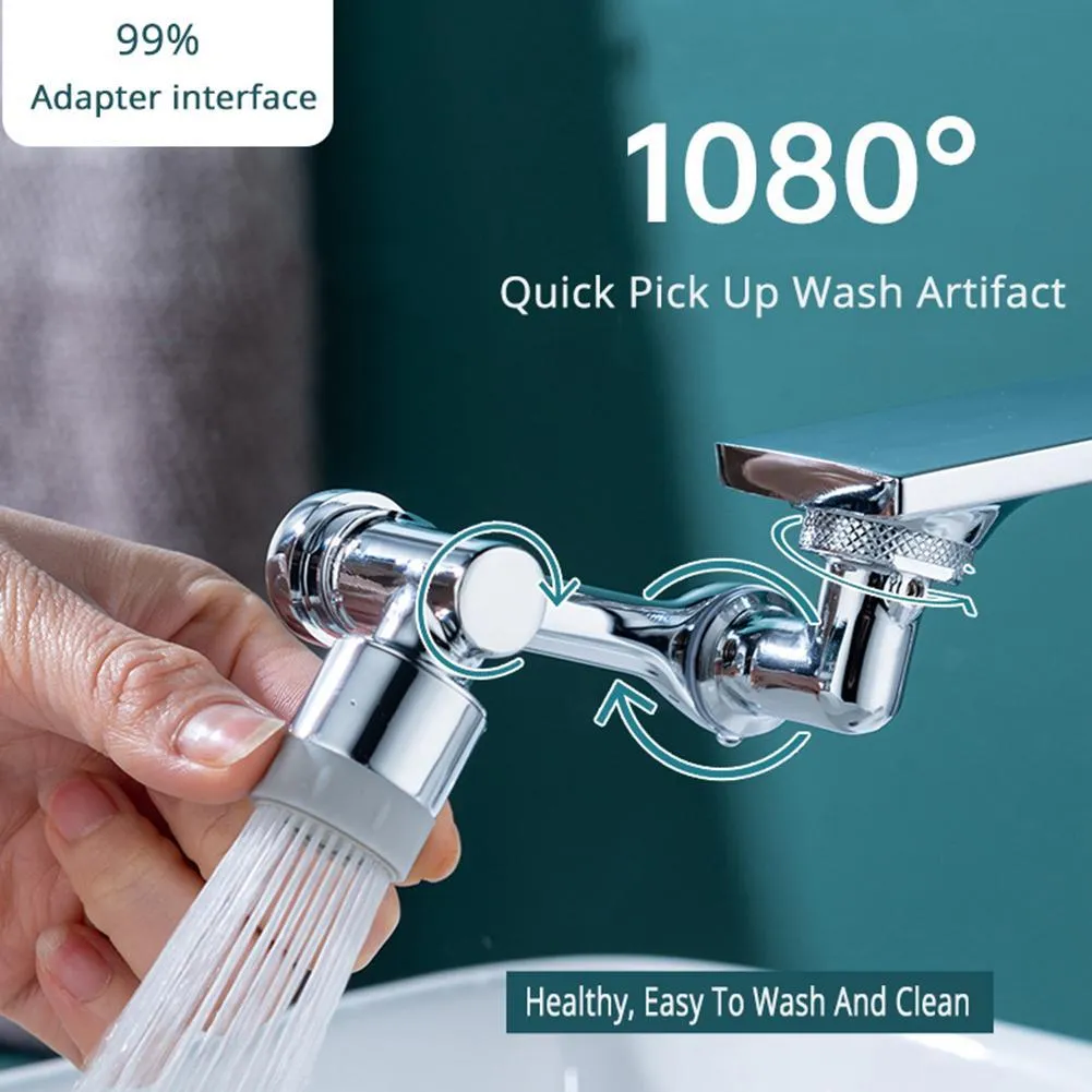 Universal 1080 ° obrotowy kran Extender Adapter Filtr Splash Kitchen Kitka Wydłużenie kranów bąbelek do gardła i obłuędki