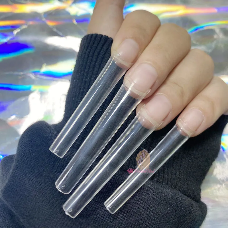 504st 3xl Clear Coffin Half Cover False Nail Tips Extra Long No C Curve Fake Finger Press On Nails Manicure Salon Acrylic 220716