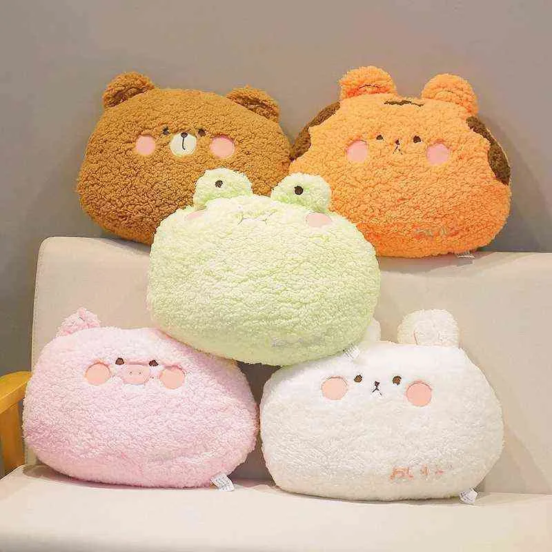 Kawaii 35 cm Animal Teddy Bear Rabbit Frog Tiger Pig Plush Toy Cartoon Filled Soft Cushion Back SOFA CUDION KIDS XMAS GIFT J220729