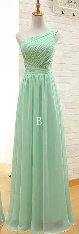 Mint Green Chiffon A Line Light Green Bridesmaid Dresses With Pleated ...
