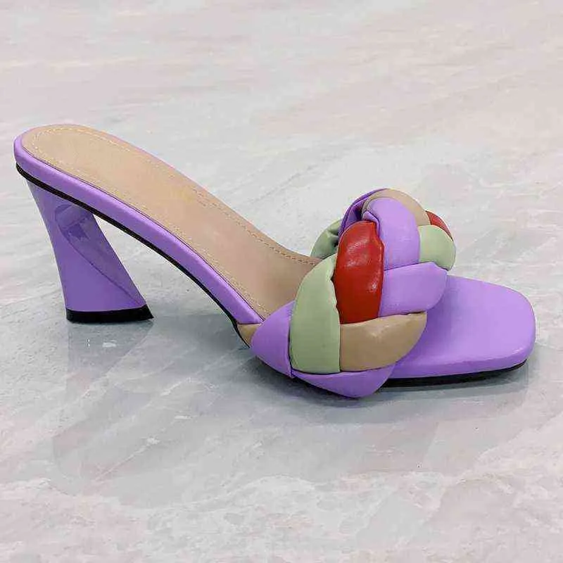 Slippers смешанные цвета дизайнерская обувь женщина летние дамы скользят высокие каблуки на улице в стиле отдыха за пределами женского оптом 220530