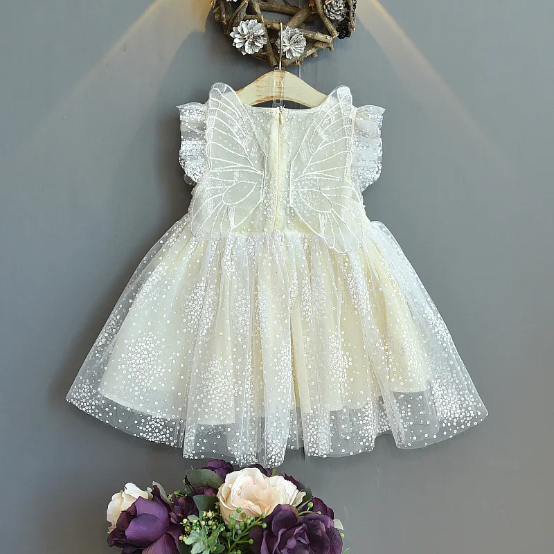 Enfant en bas âge enfant enfant bébé filles robe blanche été volants dentelle papillon princesse robes Costumes vêtements 2-7 ans