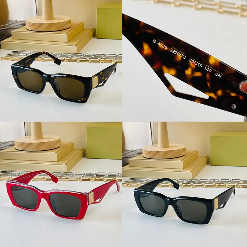 Rectangle Acetate frame Women Sunglasses Brand Men Square 4336  Scratch-resistant black lenses Eyewear gold-plated letter motif detachable  chain