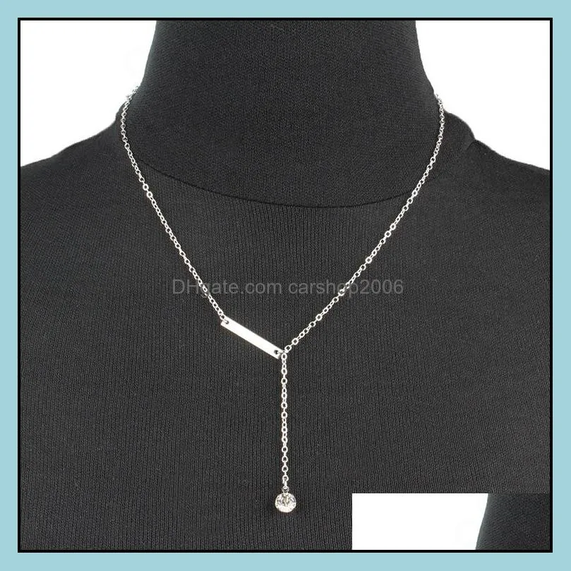 Fashion Geometry Crystal Pendant Necklace Simple Tassel Chain Collar Gothic Punk Jewelry Collares For Women